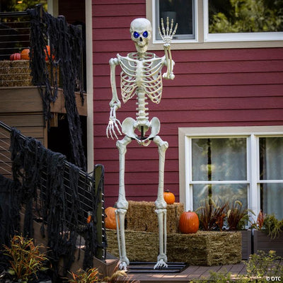10 Ft. 5" Standing Multicolor Light-Up Eyes Posable Titan Skeleton Halloween Decoration