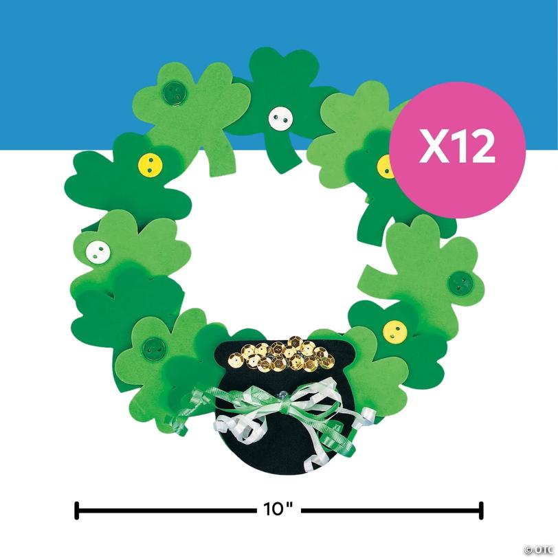 10" St. Patrick's Day Shamrock Wreath Craft Kit – Makes 12