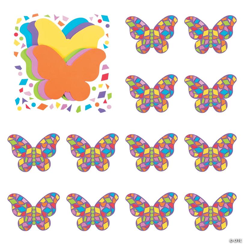 10" x 8" Multicolored Mosaic Butterfly Foam Craft Kit - Makes 24