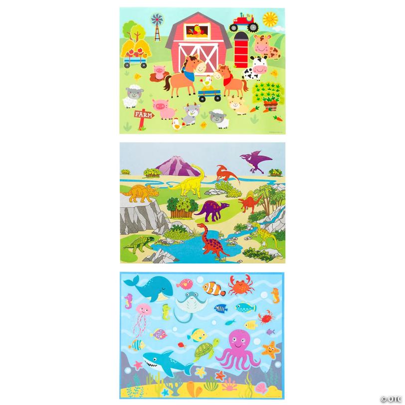 11" x 8 1/2" Animal Sticker Scene Assortment - 36 Pc.