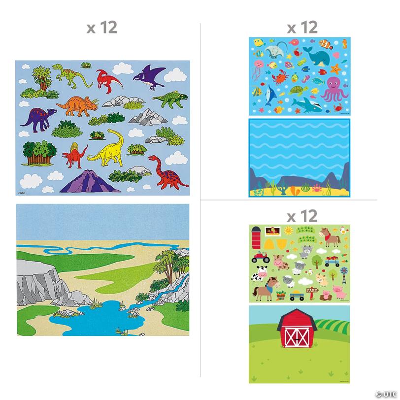 11" x 8 1/2" Animal Sticker Scene Assortment - 36 Pc.