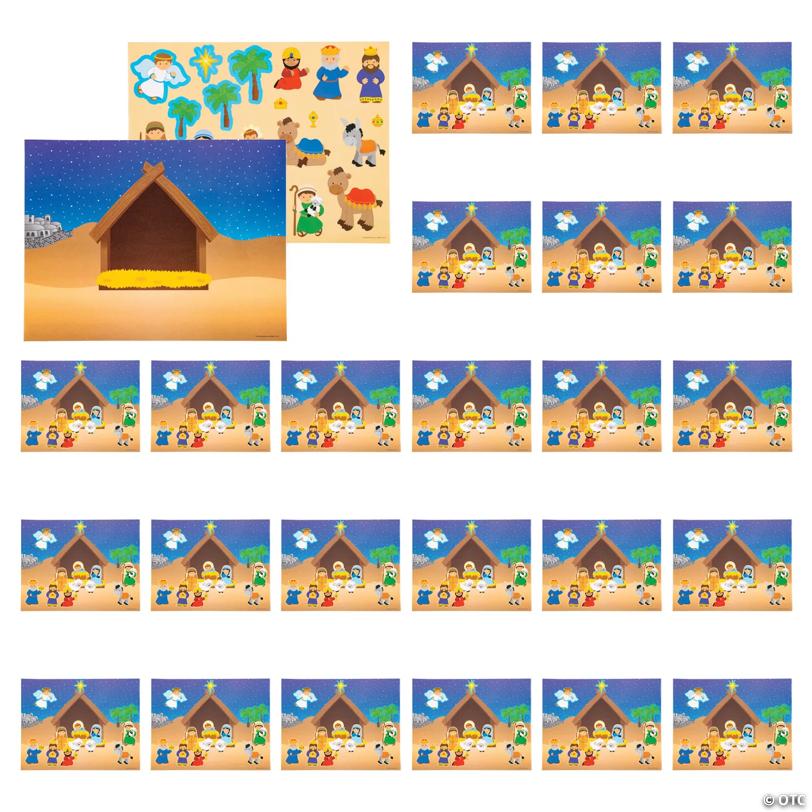 11" x 8 1/2" Bulk 24 Pc. Design Your Own Religious Nativity Sticker Scenes