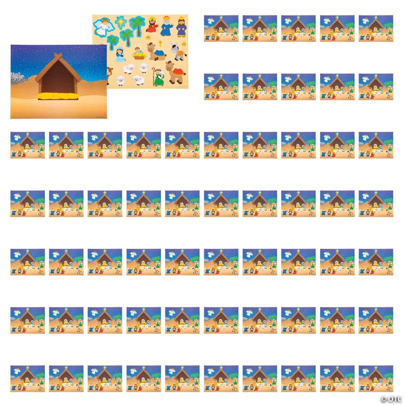 11" x 8 1/2" Mega Bulk 60 Pc. Design Your Own Religious Nativity Sticker Scenes
