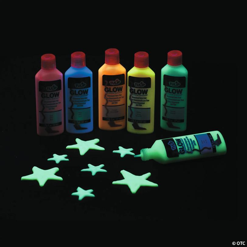 1.25-oz. Tulip Glow-in-the-Dark Assorted Colors Dimensional Fabric Paint - Set of 6