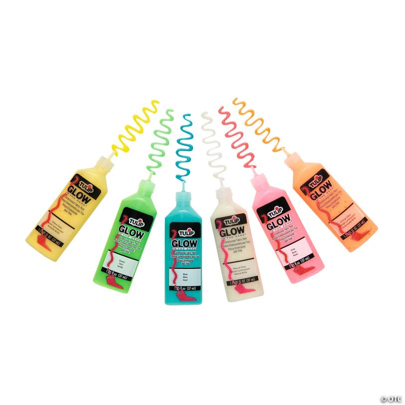 1.25-oz. Tulip Glow-in-the-Dark Assorted Colors Dimensional Fabric Paint - Set of 6