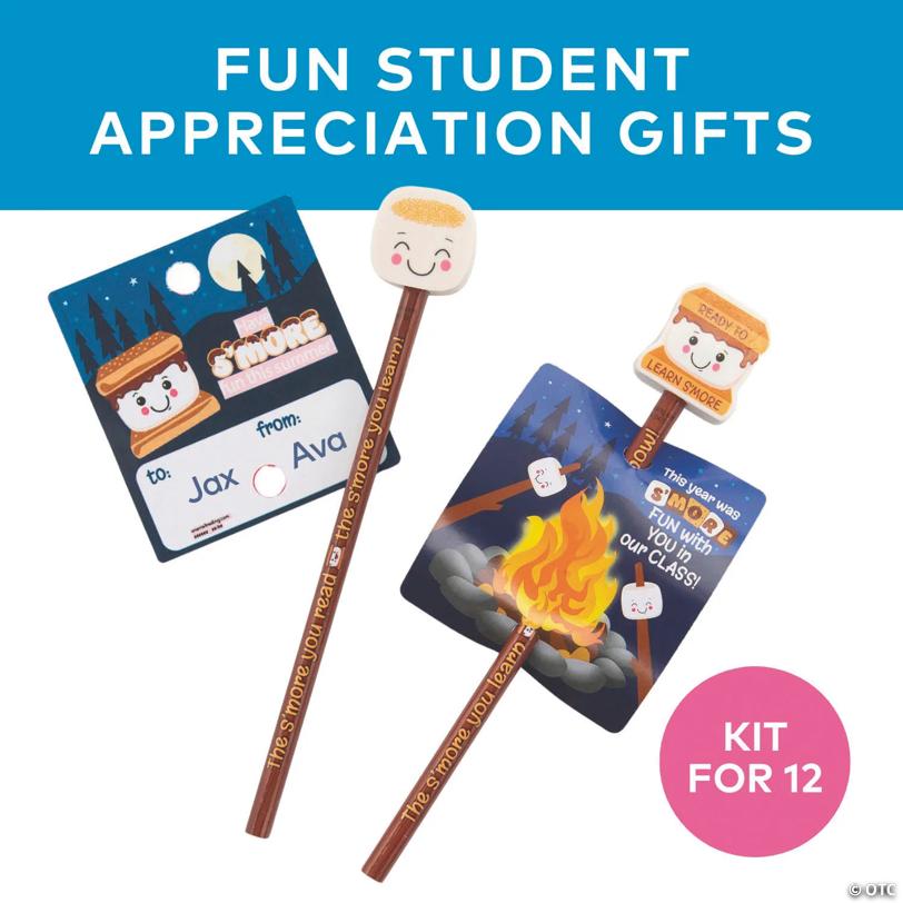 12 Pc. 8 3/4" End of Year S’more Learning Pencils & Topper with Card for 12