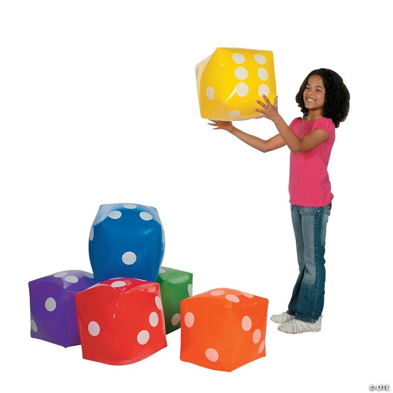 12" Six Color Vinyl Jumbo Inflatable Dice Set - 6 Pc.