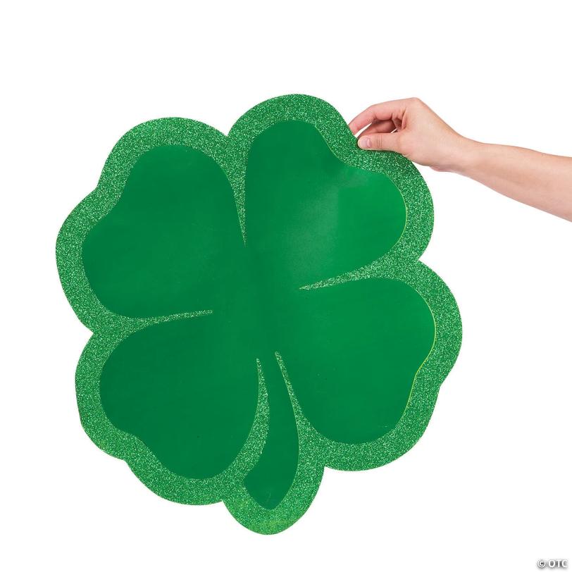 12" - 20" Jumbo Glitter Four-Leaf Clover Cardstock Cutouts Set - 6 Pc.