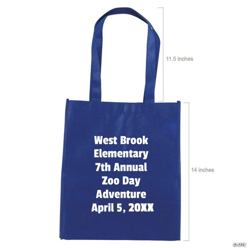 12" x 14" Personalized Bulk 48 Pc. Large Blue Shopper Nonwoven Tote Bags