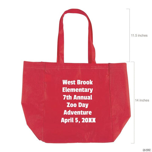 12" x 14" Personalized Bulk 48 Pc. Large Red Shopper Nonwoven Tote Bags