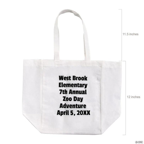 12" x 14" Personalized Bulk 48 Pc. Large White Shopper Nonwoven Tote Bags
