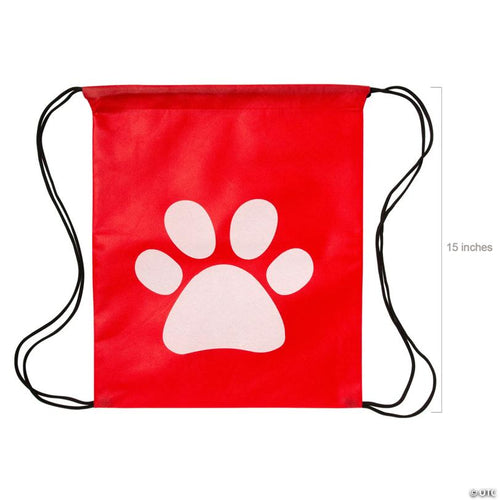 12" x 15" Bulk 48 Pc. Medium Nonwoven Paw Print Drawstring Bags