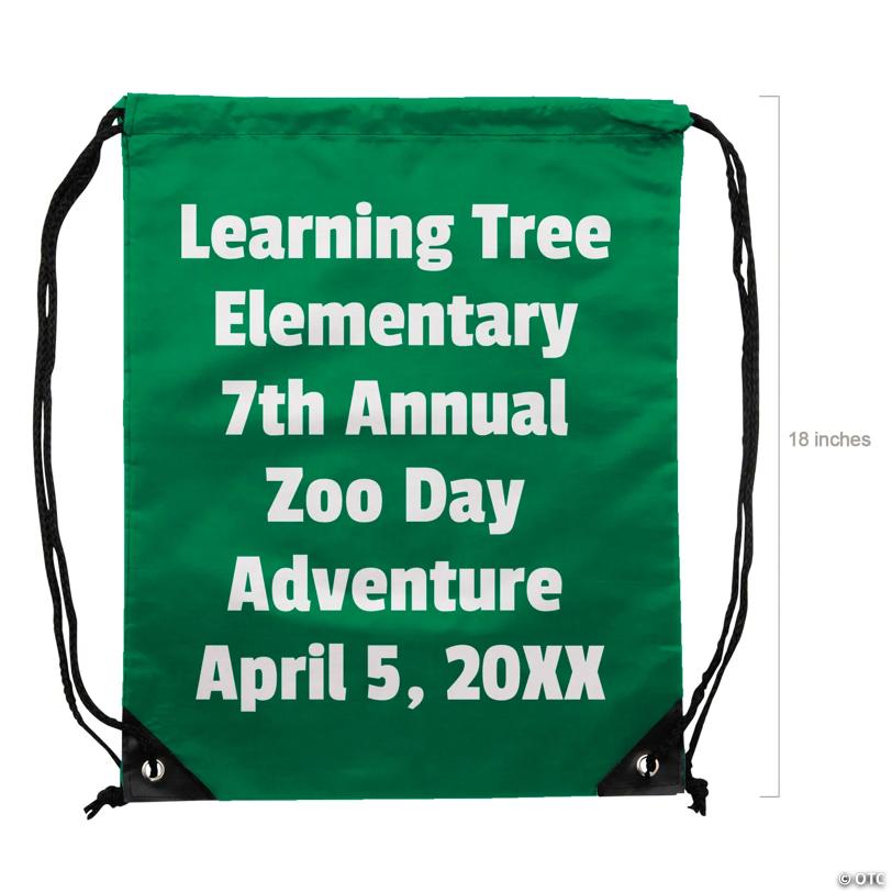 14 1/2" x 18" Bulk 48 Pc. Personalized Large Green Canvas Drawstring Bags