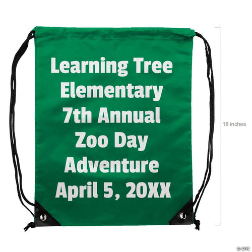 14 1/2" x 18" Bulk 48 Pc. Personalized Large Green Canvas Drawstring Bags