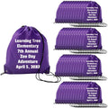 14 1/2" x 18" Bulk 48 Pc. Personalized Large Purple Canvas Drawstring Bags