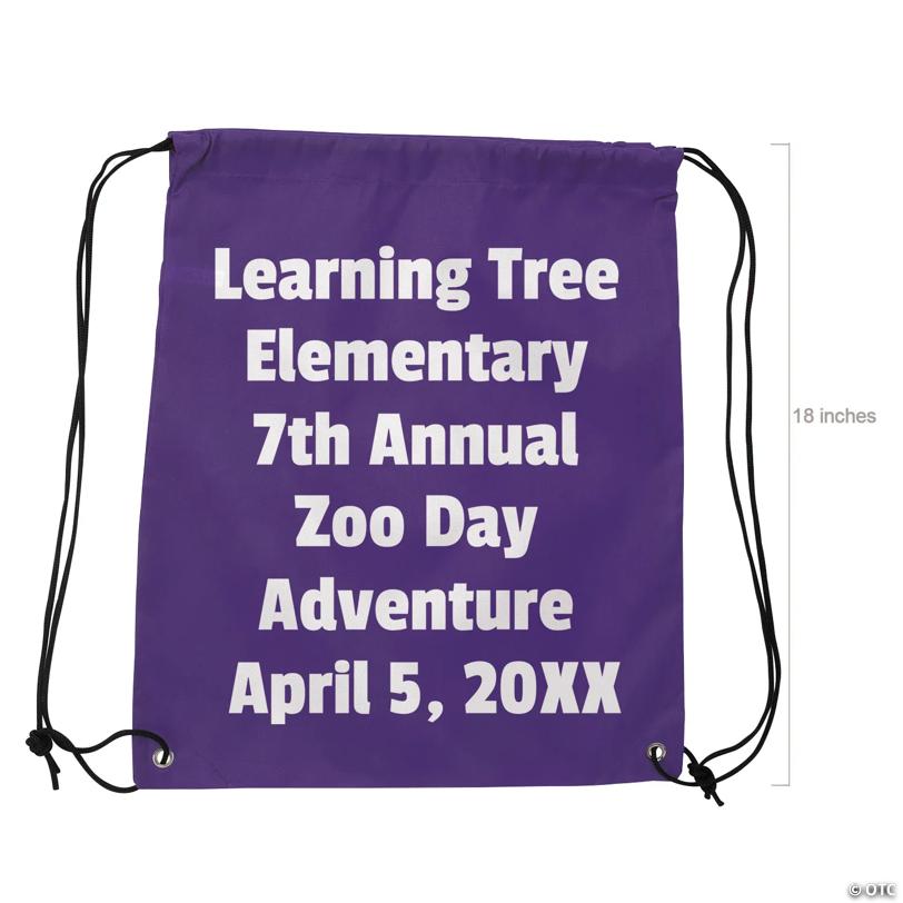 14 1/2" x 18" Bulk 48 Pc. Personalized Large Purple Canvas Drawstring Bags