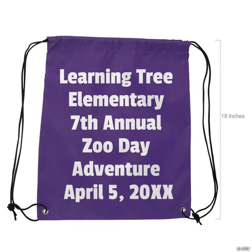 14 1/2" x 18" Bulk 48 Pc. Personalized Large Purple Canvas Drawstring Bags
