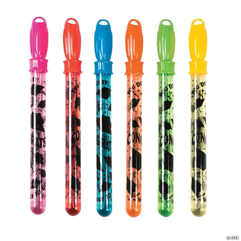 14 3/4" Big Graduation Multicolor Plastic Bubble Tubes - 12 Pc. | Elite Festo