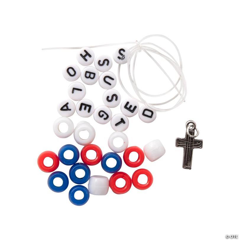14" Religious Patriotic Beaded Bracelet Craft Kit – Makes 12