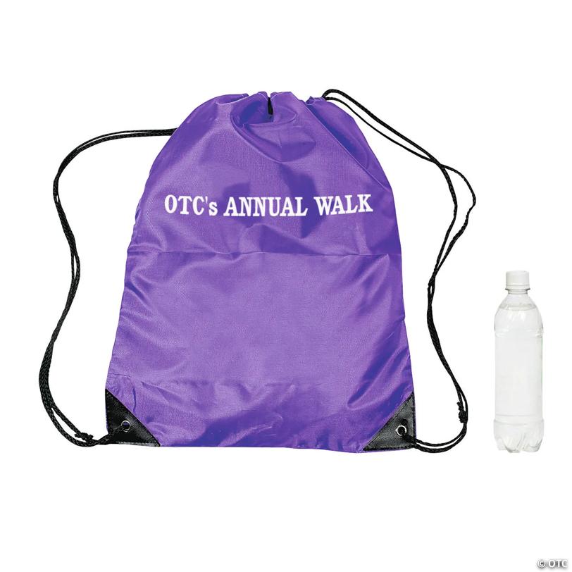 14" x 18" Personalized Large Purple Drawstring Bags - 12 Pc.