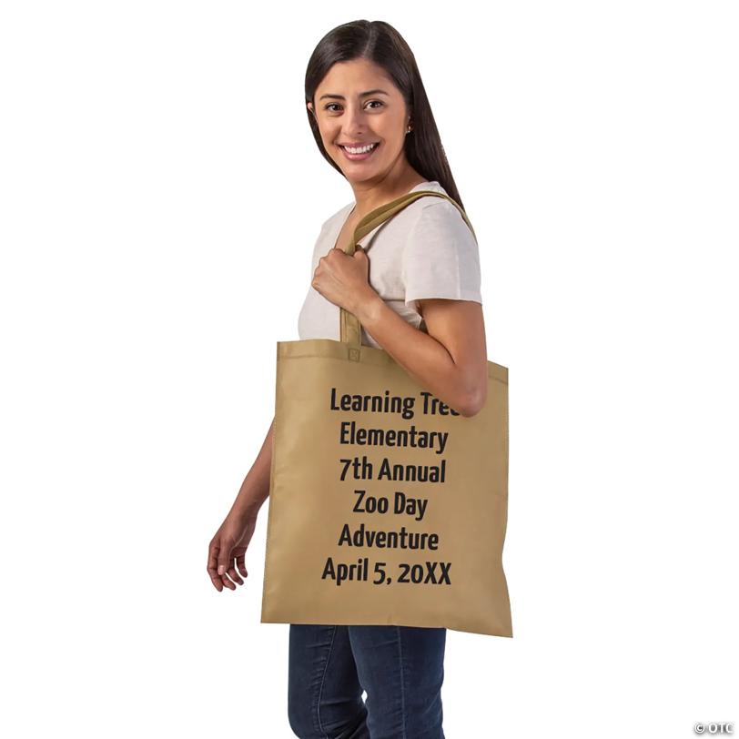 15" x 17" Bulk 144 Pc. Personalized Large Beige Nonwoven Tote Bags