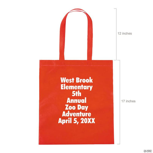15" x 17" Bulk 144 Pc. Personalized Large Red Nonwoven Tote Bags