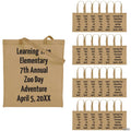 15" x 17" Bulk 48 Pc. Personalized Large Beige Tote Bags with Text Color Choice