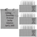 15" x 17" Bulk 48 Pc. Personalized Large Grey Tote Bags with Text Color Choice