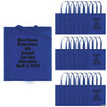 15" x 17" Personalized Large Blue Nonwoven Tote Bags with Text Color Choice - 48 Pc.