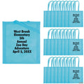 15" x 17" Personalized Large Light Blue Nonwoven Tote Bags with Text Color Choice - 48 Pc.