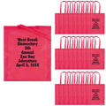 15" x 17" Personalized Large Pink Nonwoven Tote Bags with Text Color Choice - 48 Pc.