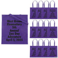 15" x 17" Personalized Large Purple Nonwoven Tote Bags with Text Color Choice - 48 Pc.