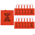 15" x 17" Personalized Large Red Nonwoven Tote Bags with Text Color Choice - 48 Pc.