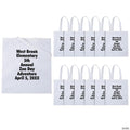 15" x 17" Personalized Large White Nonwoven Tote Bags with Text Color Choice - 48 Pc.
