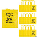 15" x 17" Personalized Large Yellow Nonwoven Tote Bags with Text Color Choice - 48 Pc.