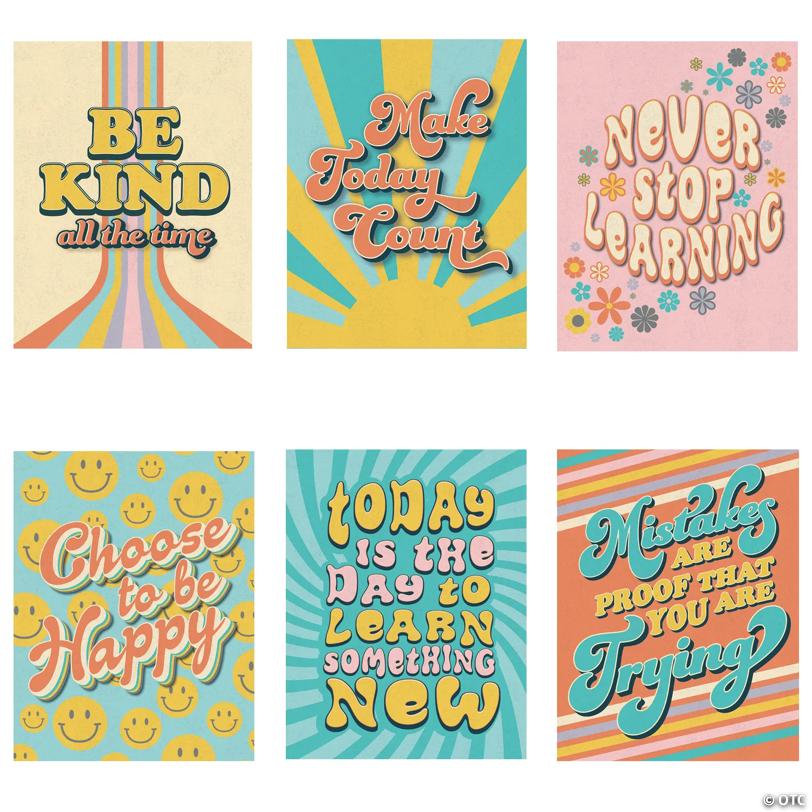16" x 20 3/4" Inspirational Groovy Retro Cardstock Poster Set - 6 Pc.