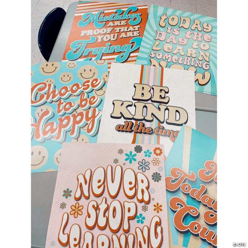 16" x 20 3/4" Inspirational Groovy Retro Cardstock Poster Set - 6 Pc.