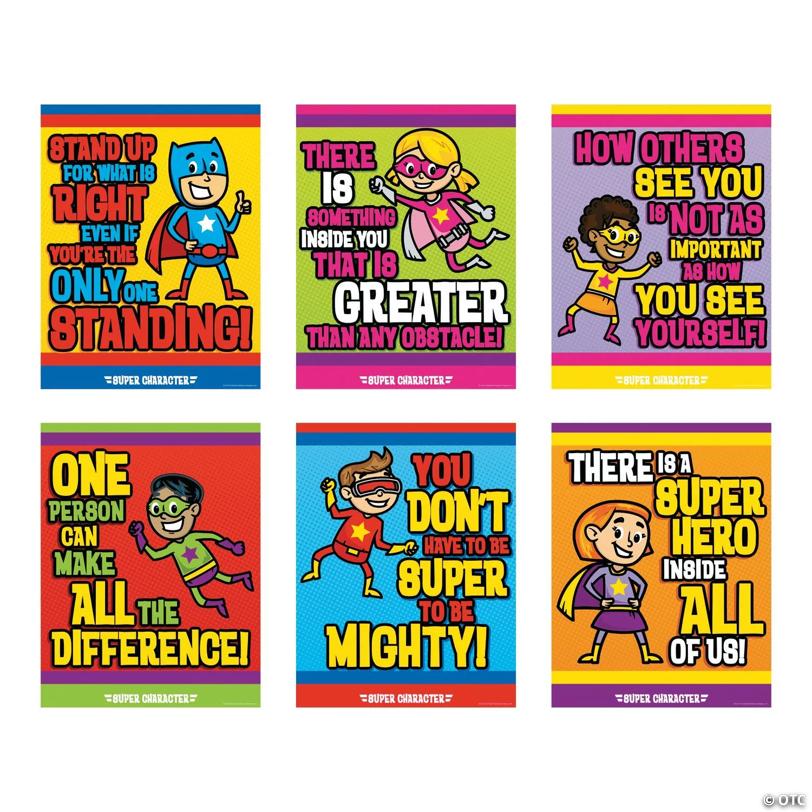 17" x 22" Superhero Character Cardstock Classroom Poster Set - 6 Pc.