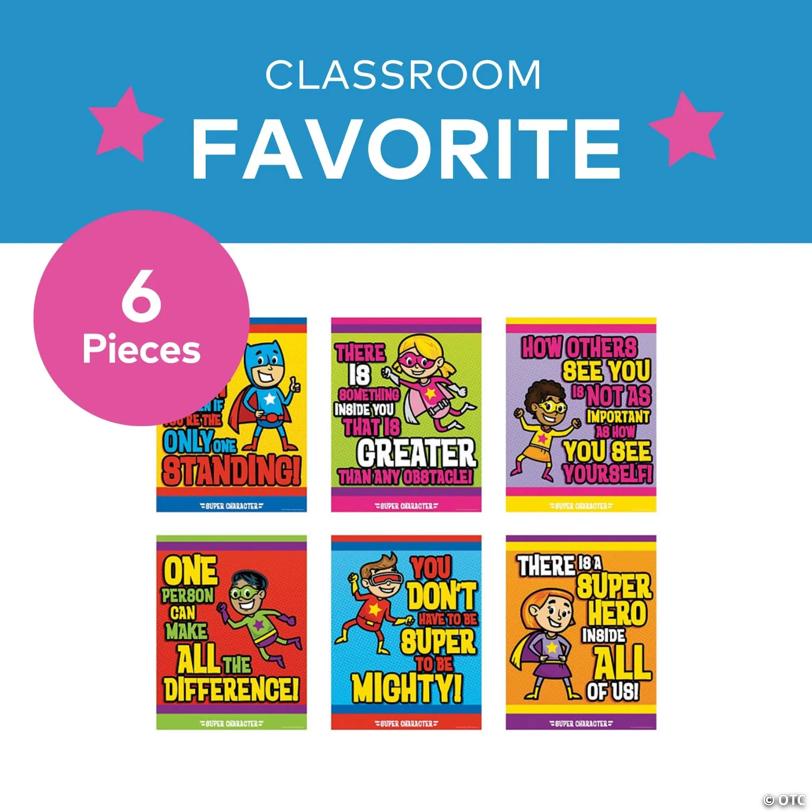 17" x 22" Superhero Character Cardstock Classroom Poster Set - 6 Pc.