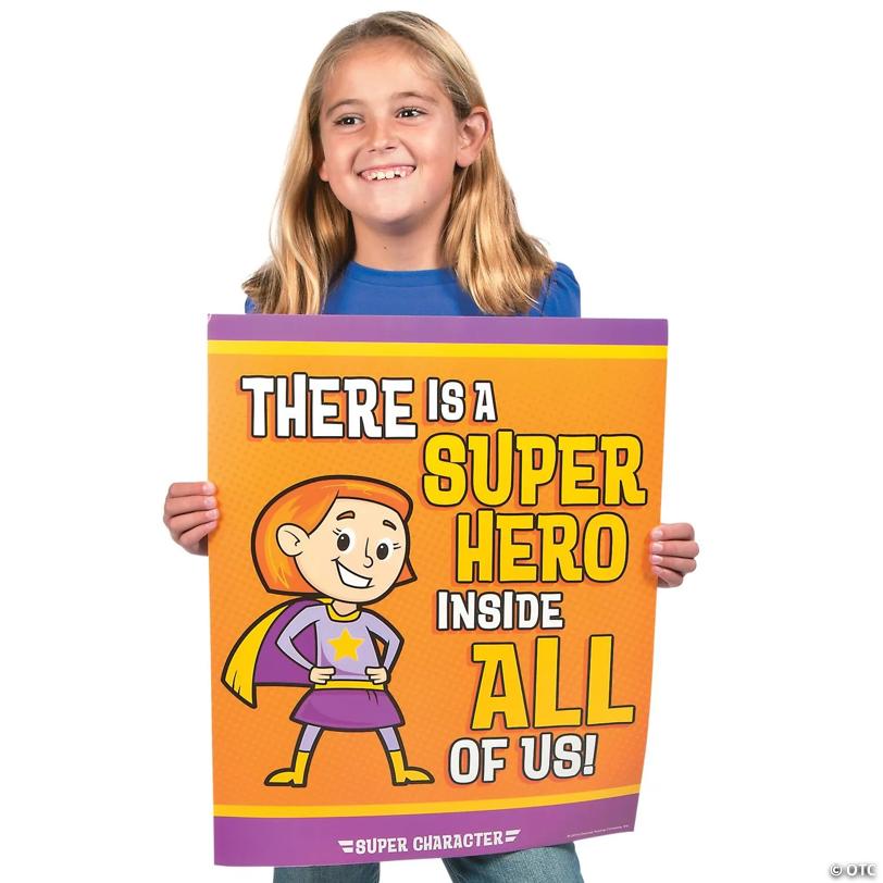 17" x 22" Superhero Character Cardstock Classroom Poster Set - 6 Pc.