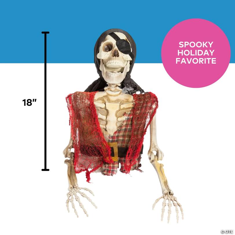 18" Skeleton Pirate Groundbreaker Plastic Halloween Decoration - image 3