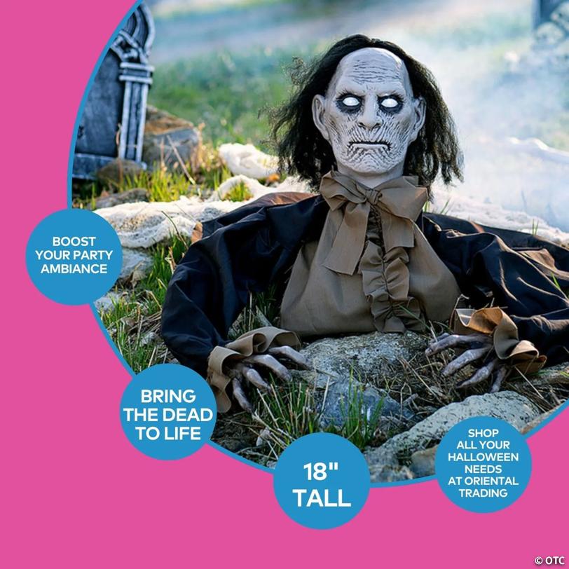 18" Zombie Groundbreaker Plastic Animated Prop Outdoor Halloween Decoration - image 2
