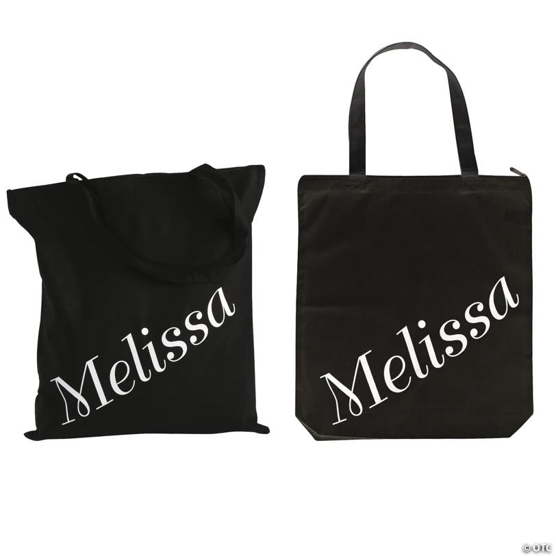 18" x 20" Personalized Large Black Name Canvas Tote Bag | Elite Festo