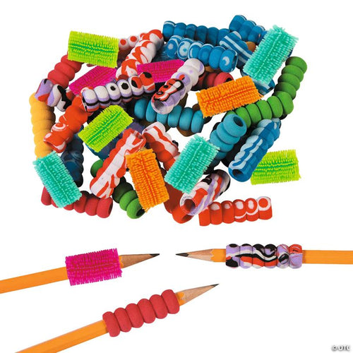 1 1/2" Bulk 144 Pc. Fun Textures Foam Pencil Grip Assortment