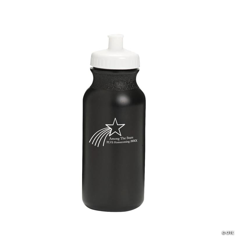 20 oz. Bulk 50 Ct. Personalized Black Shooting Star Plastic Water Bottles | Elite Festo