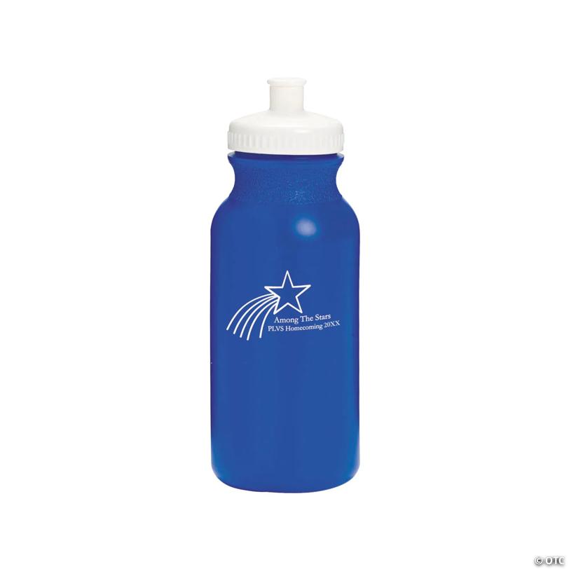 20 oz. Bulk 50 Ct. Personalized Bright Blue Shooting Star Plastic Water Bottles | Elite Festo