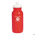 20 oz. Bulk 50 Ct. Personalized Bright Red Paw Print Plastic Water Bottles