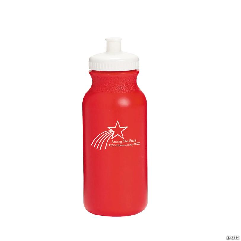 20 oz. Bulk 50 Ct. Personalized Bright Red Shooting Star Plastic Water Bottles | Elite Festo