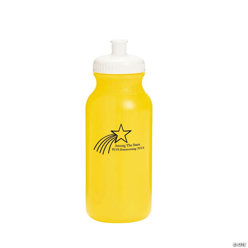 20 oz. Bulk 50 Ct. Personalized Bright Yellow Shooting Star Plastic Water Bottles | Elite Festo