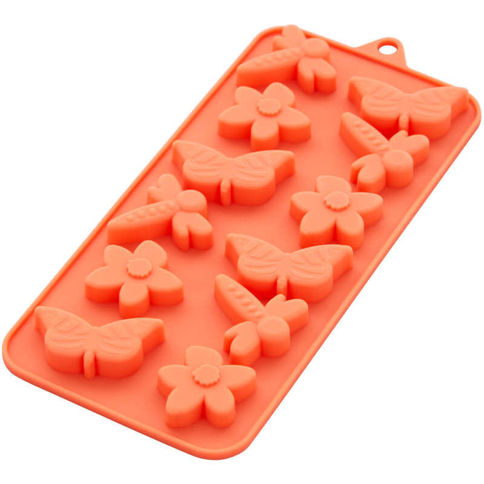 Wilton Dragonfly, Butterfly and Flower Silicone Candy Mold, 12-Cavity